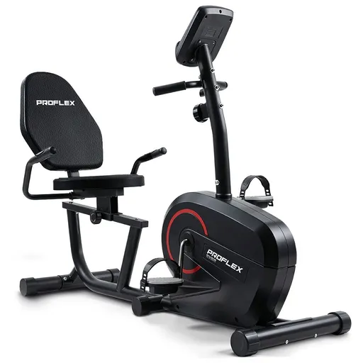 PROFLEX Magnetic Recumbent Exercise Bike, LCD Display, Heart Rate Sensors, Adjustable Seat, 8-Level Resistance, Comfortable Seated Home Cardio Fitness Machine