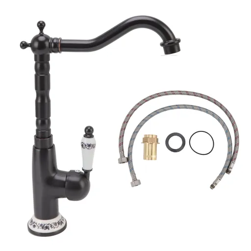 Antique Faucet Retro Style Porcelain Valve Long Spout Sturdy Brass Rotatable Antique Mixer Tap for Bathroom Kitchen