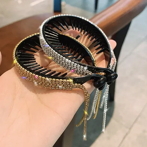 2 Pack Rhinestone Nest Hair Clip Glitter Claw Hair Clips for Hair Clip Ponytail Holder Hair Accessories for Women