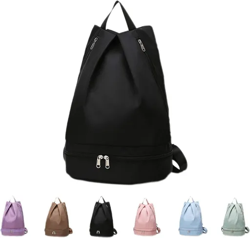 Gym Bag, Women's Sports Backpack, With Shoe Compartment, Separation of Wet and Dry Items, Portable Sports Bag, Resistant Quality, Black