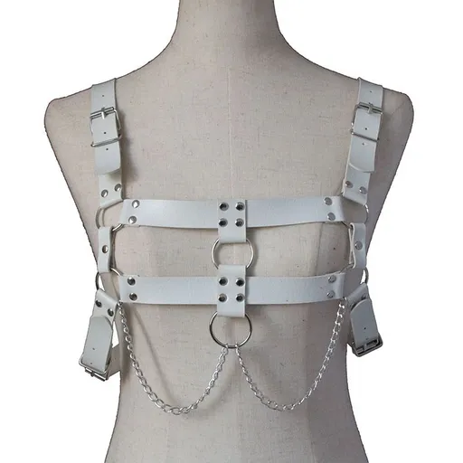AX Punk PU Cross Strap for Men and Women White