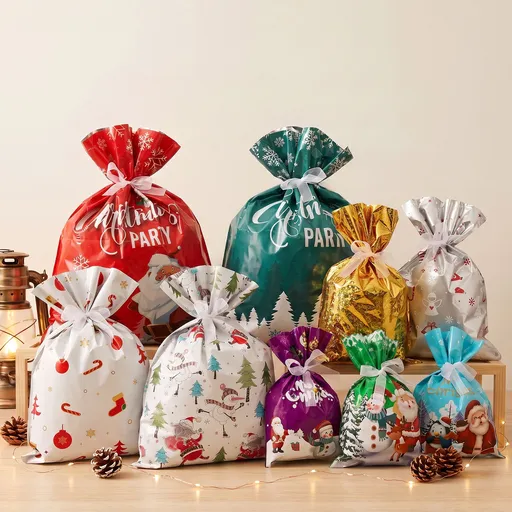 Jingle Jollys 27PCS Christmas Gift Bags Large Medium Small 9 Christmas Designs Set