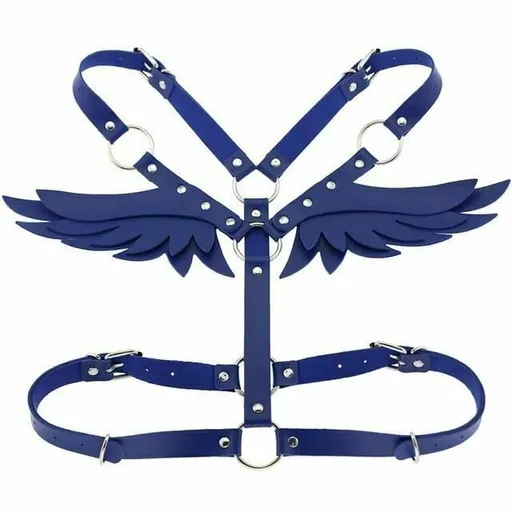 House Of Dasein Angel Wings Body Harness 16 Colours Bondage Fetish Clothing Bdsm - Blue