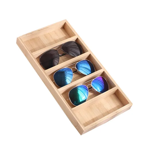Bamboo Sunglasses Display Tray Organizer 330 x 175 x 30 mm Natural Wood Colour