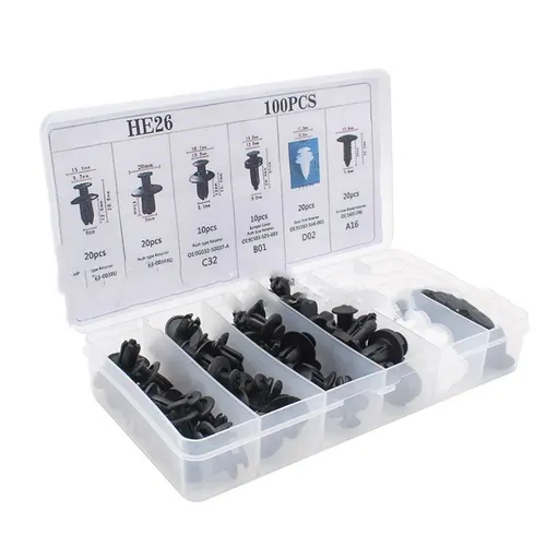 100pcs Plastic Car Body Trim Clips Universal Auto Rivet Fasteners Expansion Car Accessories with Storage Box