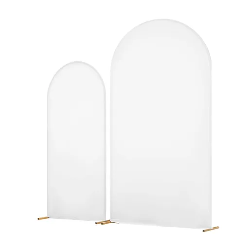 Arch Backdrop Stand, Set of 2, 2.2 m and 1.8 m, Stable Structure, Easy Assembly, Gold Metal Arch Backdrop Stand with Cover for Wedding, Birthday Party, Celebration, and Ceremony Decoration
