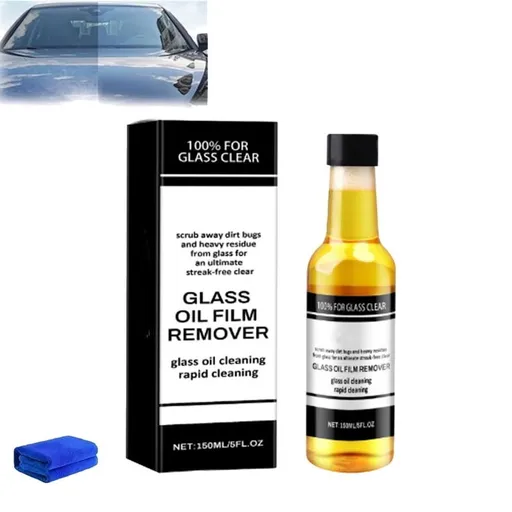 Car Glass Oil Film Stain Removal Cleaner-Powerful, Car Windshield Cleaner & Glass Oil Film Remover, Remove Oilfilm from Cars Glass