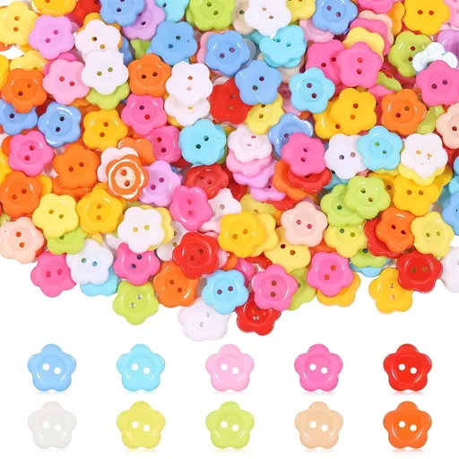 400Pcs 1/2 Small Flower Buttons, Assorted Colorful Sewing Replacement Buttons for Sewing Crafts Clothes Decorations