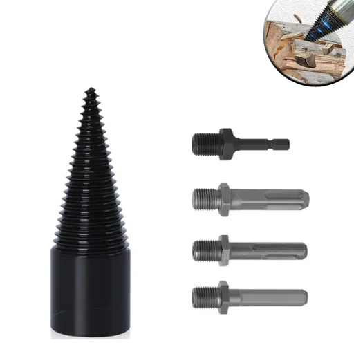 Firewood Drill Bit Wood Splitter,4PCS Firewood Splitter,Firewood Kindling Splitter Duty Drill Screw Cone Driver