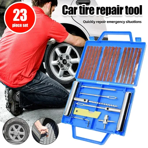23PCS Car Tire Repair Kit Patch Plug Puncture Emergency for Car Truck Motorbike