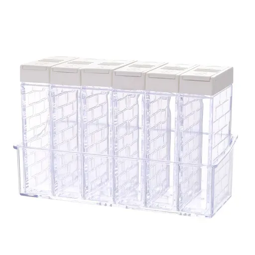 Condiment Storage Tank Transparent Two Way Opening Lid Spice Dispenser for Kitchen White