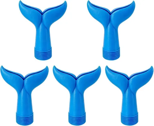 5-Piece Threaded Pool Fountain Nozzle Set for Water Feature Display, 5 Piece Fishtail Heads for Poolside Display Areas Pool Fountain Nozzle Fishtail Head Water Feature Decorative Backyard Threaded Head Set - Blue - Size 95mm
