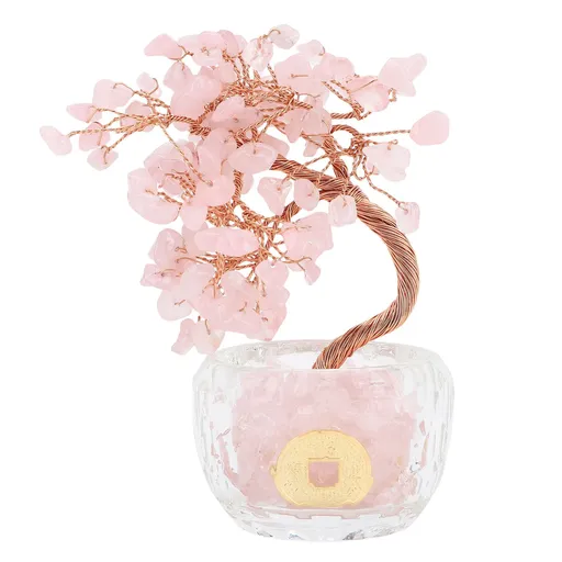 Feng Shui Money Tree Positive Energy Good Fortune Money Tree Decoration for Wealth and Luck Home Decor Pink