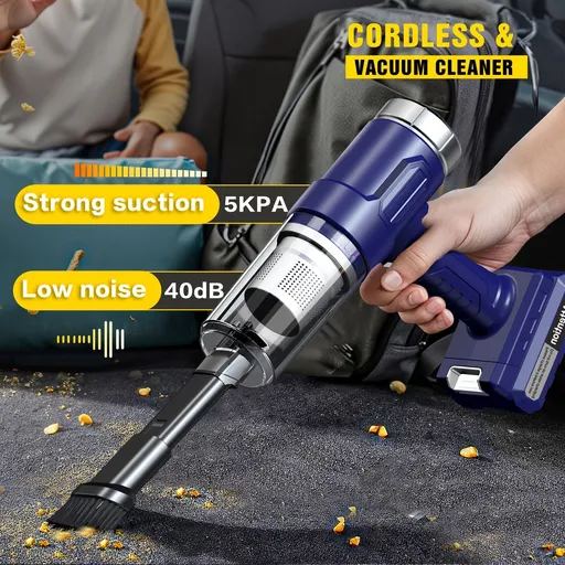 New upgraded wireless handheld car vacuum cleaner, rechargeable, 10000 Pa super strong suction power, two 2000mAh long-lasting batteries, washable dual filter, low noise, suitable for cars and homes, portable and durable car vacuum cleaner Car vacuum