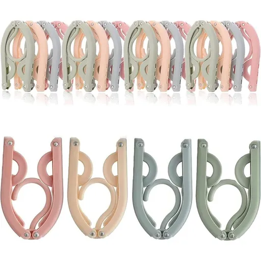 12 Pack Portable Foldable Plastic Travel Hangers Space Saving With Non-Slip Multi-Functional Travel Accessories For