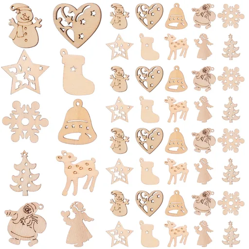 100Pcs Small Wood Holiday Cutouts Unfinished Wood Slices Diy Wood Chips For Christmas Decorations