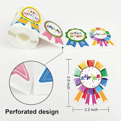 STARLIBOO Reward Stickers, Compliment Stickers, 300pcs Reward Labels, 2.2 * 2.8 Inches Teacher Classroom Reward Gifts Encourage Kids to Do Chores Go to The Toilet (Badge Designs)