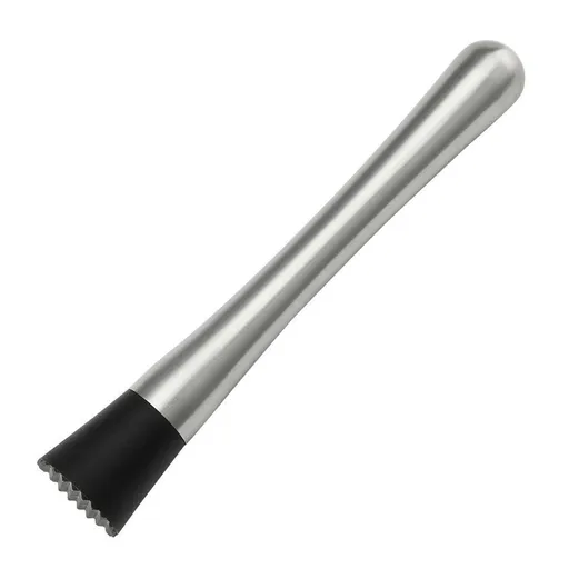 Stainless Steel Cocktail Muddler, Barware Swizzle Stick Ice Masher with No-Slip Rubber Handle for Home Party Bar Mixing Spoon Tool