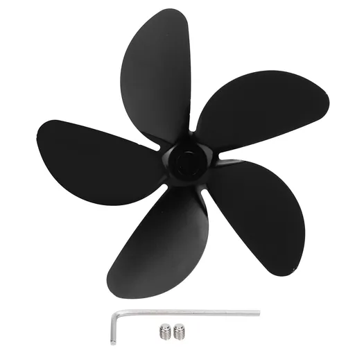Fireplace Fan Blade Universal Aluminum Alloy 5-Blade Heat Powered Fan Accessory Black