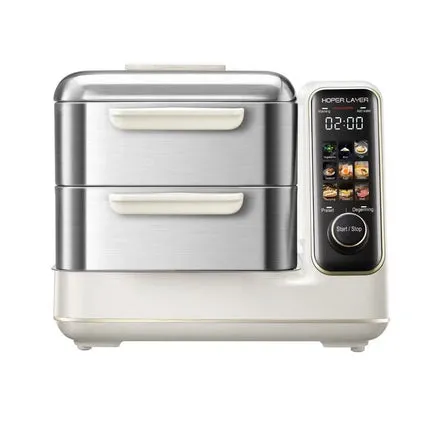 Hoper Layer Electric Food Steamer 16L Large Capacity 10 Second Start 24H Timer Independent Water Tank