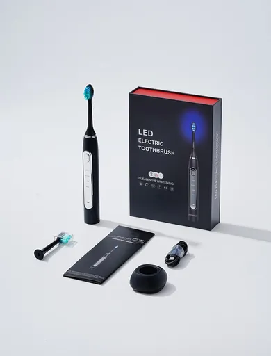 LED Sonic Electric Toothbrush - 2-in-1 Cleaning & Whitening, 4 Modes(black)