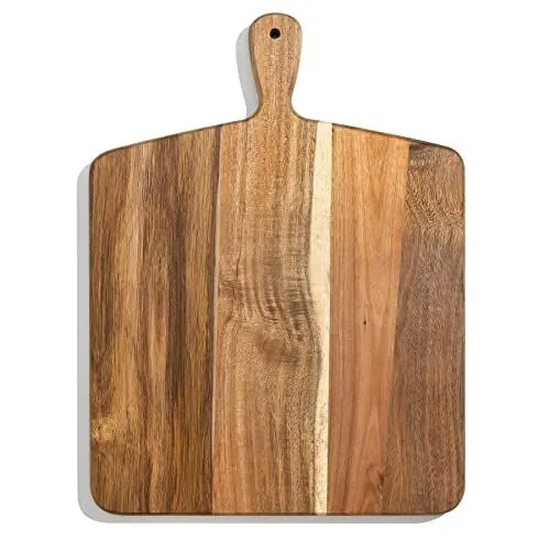 Chopping Board with Handle for Meat, Cheese Board, Vegetables, Bread, and Charcuterie - Decorative Wooden Serving Board