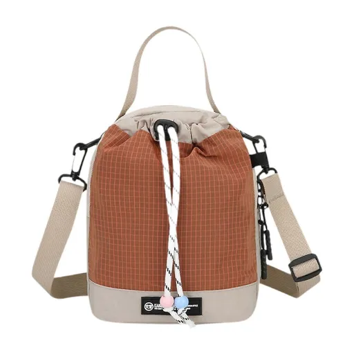 Water Bottle Carrier Bag Oxford Cloth Sports Crossbody Bag with Shoulder Strap Hiking Travel Outdoor Pouch - Brown