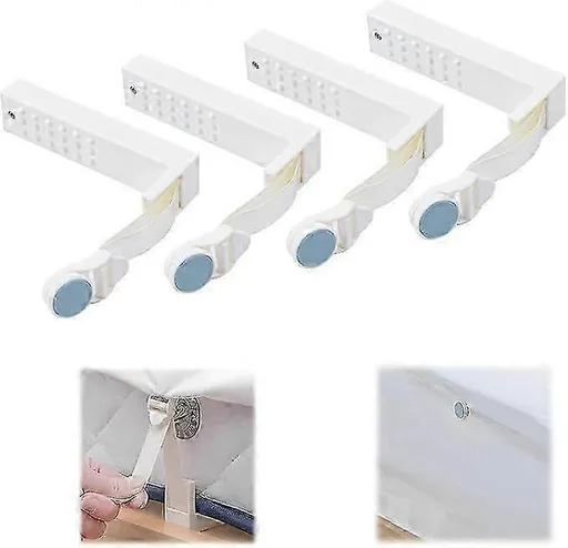 4PCS Adjustable Bed Sheet Clips, Universal Suspenders and Fasteners for Tight Fit