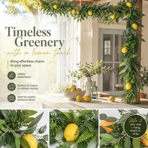 Willow Leaf Faux Lemon Vine Indoor Wall Hanging Greenery