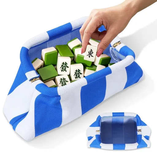 Mahjong Tile Bag Clutch Purse for Women Striped Dumpling Bag Summer Beach Evening Handbag for Mahjong Tile Vacation Supplies