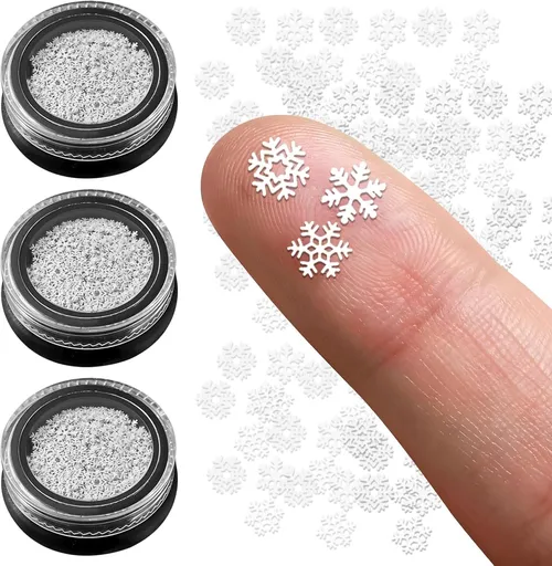 300 Pack Mini Christmas Snowflake Charms, Metal Winter Nail Art Decorations for DIY Crafts, Manicures, Cards and Holiday Projects