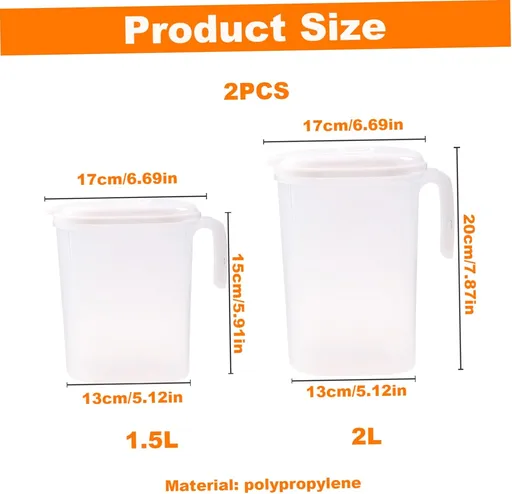 Cooling Water Jug 1.5L 2L Plastic Filter Lid Leak Proof for Juice Iced Tea