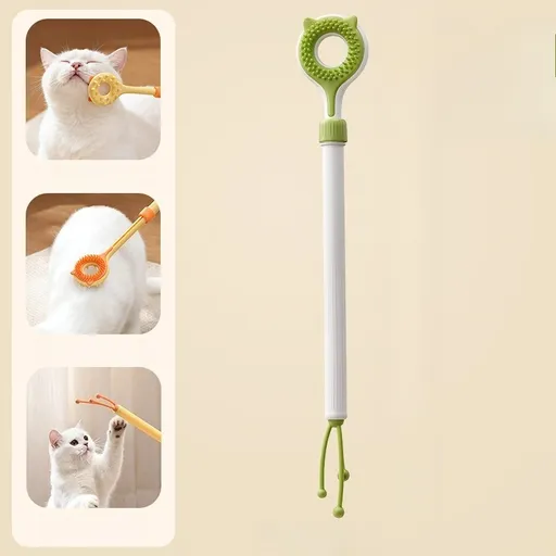 3-in-1 Retractable Pet Scratching Stick, Double-Sided Cat Massage Comb for Cat Grooming—Green