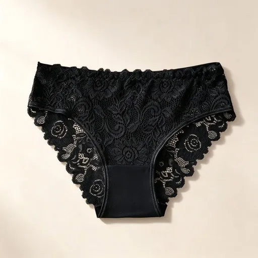 Black Hollow Out Lace Panties 4 Pack Size M | Halloween Sleek Fit Gift | Cotton Gusset Stretchy Comfort Women's Briefs