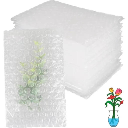 50Pcs 6x8 inche Bubble Out Bags Bubble Pouches Wrap Cushioning Packaging Bags, Double-Side Premium Small Bubble Out Pouch for Moving, Shipping, and Storage and Packing