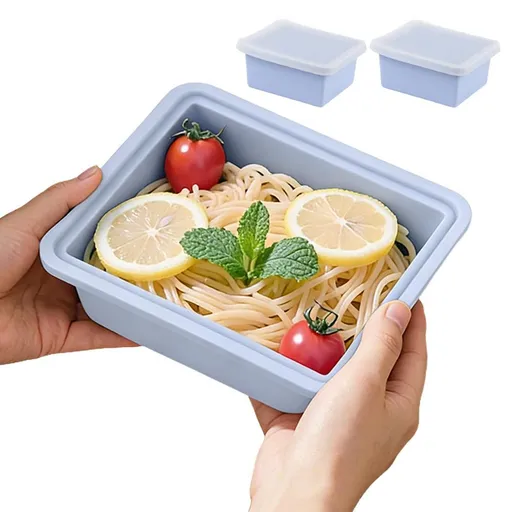 2PCS Silicone Freezer Trays with Lid Soup Freezer Container for Refrigerator Microwave Dishwasher - Sky Blue