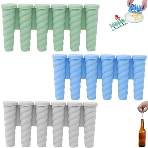 3 Pieces Silicone Ice Cube Tray Set with Lid for Freezer Storage, Drinks and Cocktails, Flexible Easy-Release Moulds for, Assorted Colours