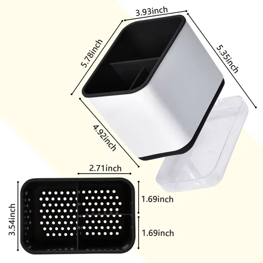 Utensil Holder Cutlery Drainer Sink Caddy, Chopsticks Holder Spoon Chopsticks Fork Drain Rack Basket Storage Holder (Black)