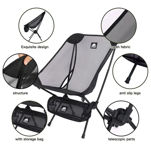2pcs Outdoor Folding Moon Chairs Black
