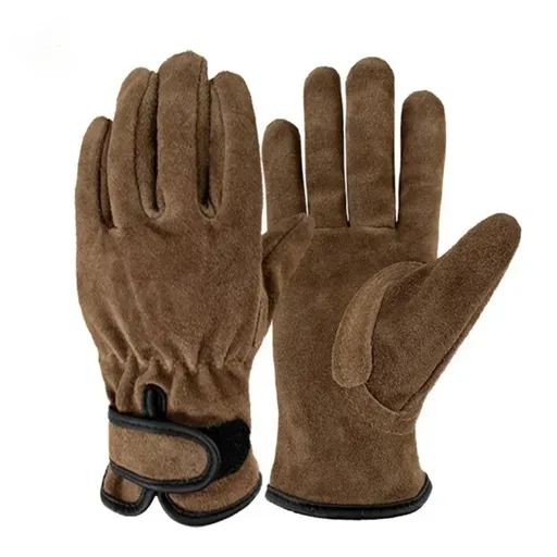 1 Pair Leather Garden Gloves Thorn Resistant Yellow Black, Size L