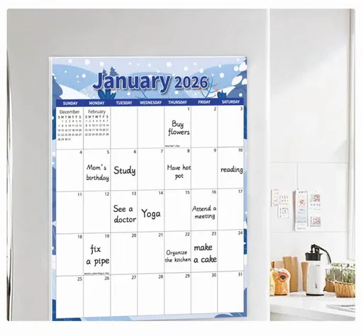 Magnetic Calendar for Refrigerator 2026-2027, 12x10" 18 Month Runs Monthly Fridge Calendar Magnet from Jan 2026 to Jun 2027 for Home School Office Snow