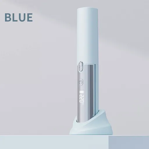Cordless Straightener Styling Curling Iron with 4 Temp Settings Smart Hair Straightener for Women Travel Beach Vacation Hotel Home Bathroom Salon - Blue - Size 21*3.5cm