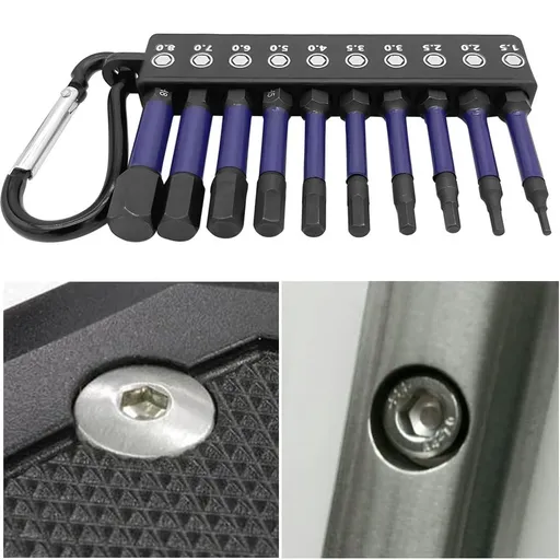 10 pcs Metric Impact Hex Head Allen Wrench Drill Bit Set, S2 Steel Hex Allen Power Bit Set 2” Long with Storage Bit Holder
