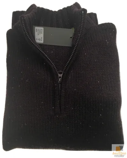 Mens Knit Jumper Pullover Sweater Knitted Casual Stretch Warm Winter - Half Zip Burgundy 97 (KW14) - L