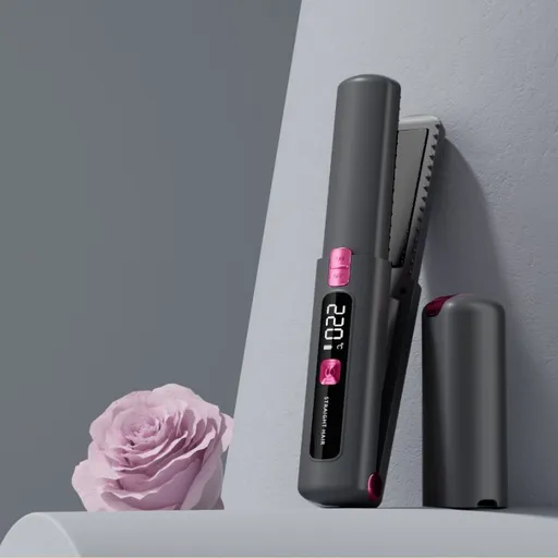 Mini Cordless Straightening Comb – Negative Ion Hair Care with Three Temperature Settings, Two-in-One Straightening and Curling with Type-C Fast Charging, Portable Styling Wonder(GREY)