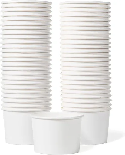 Paper Ice Cream Cups - 50-Count 9-Oz Disposable Dessert Bowls for Hot or Cold Food, 9-Ounce Party Supplies Treat Cups for Sundae, Frozen Yogurt, Soup, White