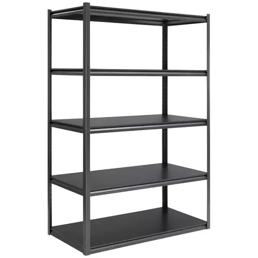 5-Tier Silver Vein Storage Rack with Adjustable Composite Wood Shelves and Black Melamine Finish