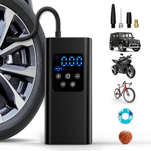 Bicycle pump, Portable digital air pump for cars, handy and Cordless rechargeable, suitable for motorcycles, bicycles