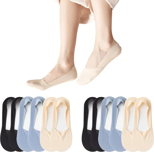 6 Pack No Show Socks Women Thin Socks Low Cut Liner Socks Non Slip Invisible for Flats Boat