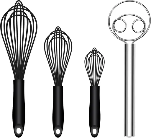 Silicone Whisk and Dough Whisk Set Kitchen Whisks for Cooking and Baking
